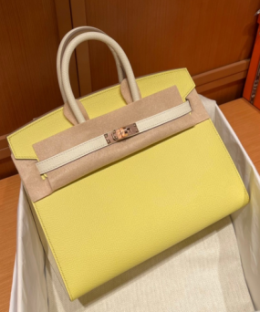 에르메스 버킨백25 라이트옐로우 화이트 금장 앱송